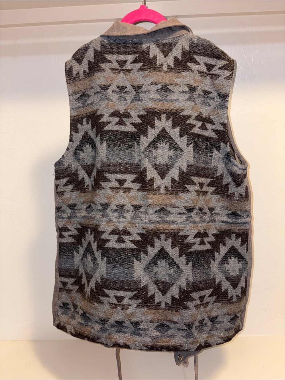entro Aztec Quilted Vest in Gray and Brown